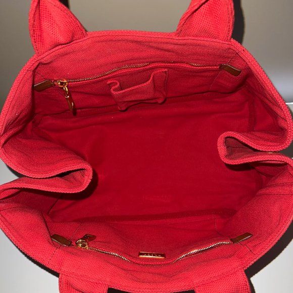 Vintage Prada Canapa Logo Tote Red Canvas New - Picture 4 of 5